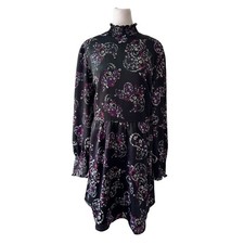 Ann Taylor Loft Floral Paisley Print Mock Neck Long Sleeve Knee Length Dress