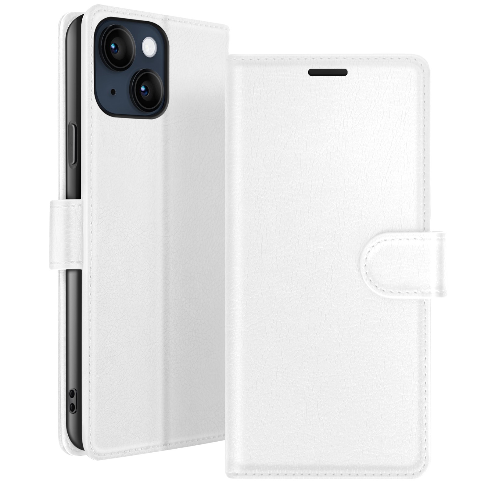 Protection iPhone 14 Zanaé blanche portefeuille anti choc avec stand
