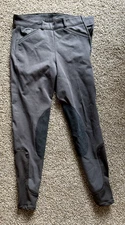 Gray Piper Riding Breeches - Suede Knee Patches with Side Zipper, 24R, Brand New