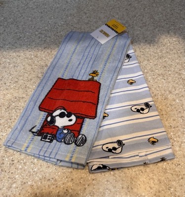Set Of Two Snoopy Peanuts Joe Cool Kitchen Hand Towels 100% Cotton