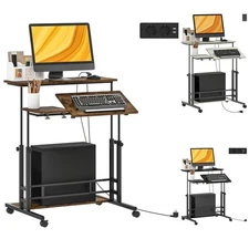 HOMCOM Adjustable Standing Desk, Stand Up Desk with Power Outlets