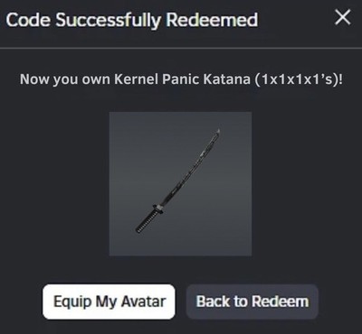 Robl0x | Kernel Panic Katana (1x1x1x1's) Action Series 1/2 Chaser