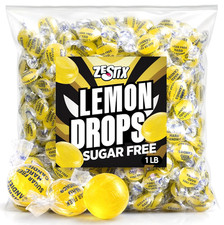 Sugar Free Lemon Drops Hard Candy, 1 Lb. Bag, Individually Wrapped Lemon Candy,
