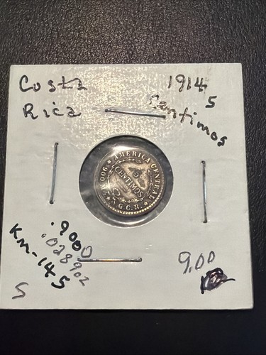 1914 COSTA RICA - 5 CENTIMOS -  .900 BU SILVER - US MINT