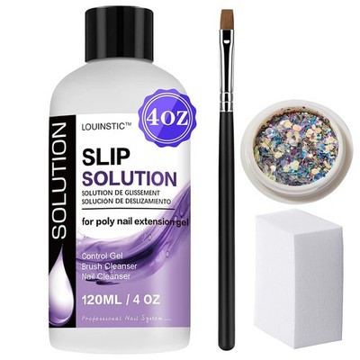 Slip Solution for Poly Extension Gel 4oz, Professional Nail AntiStick Liquid