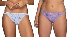 New 2 Pairs Vanity Fair Illumination String Bikini Panties Hearts Floral 5 S NWT