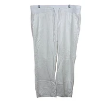 Soho New York & Company Street White Linen Blend Drawstring Waist Pants Size L
