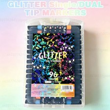 12-Color Single Dual Tip Glitter Markers, Metallic Fine-tipped Watercolor