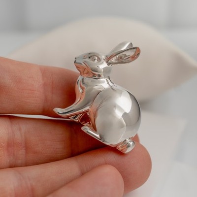 Sterling Silber Hase Miniatur Hase Ornament gepunzt Figur Sammlerstück