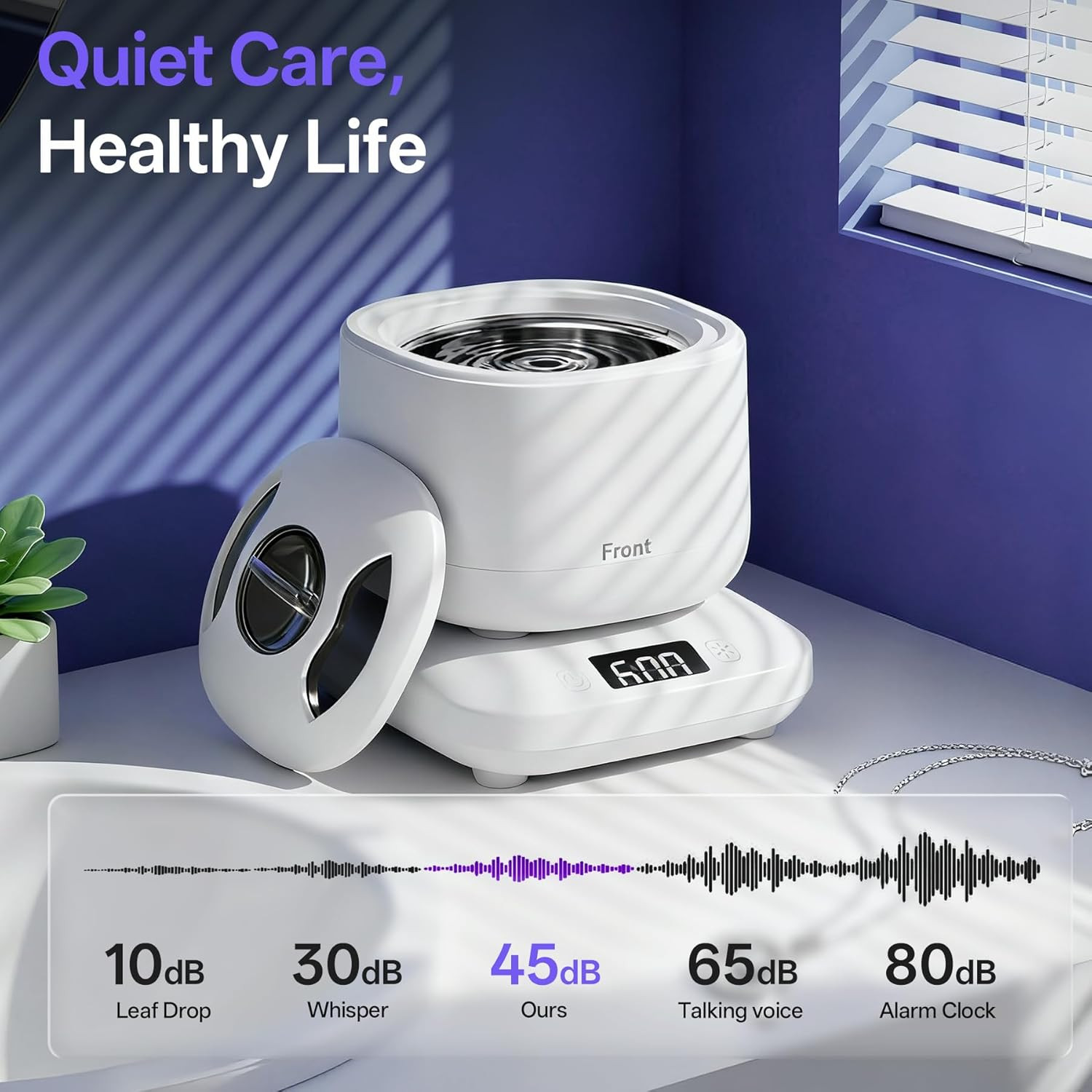 Ultrasonic Jewelry Cleaner Machine with U-V Light, Detachable Retainer Cleaner f