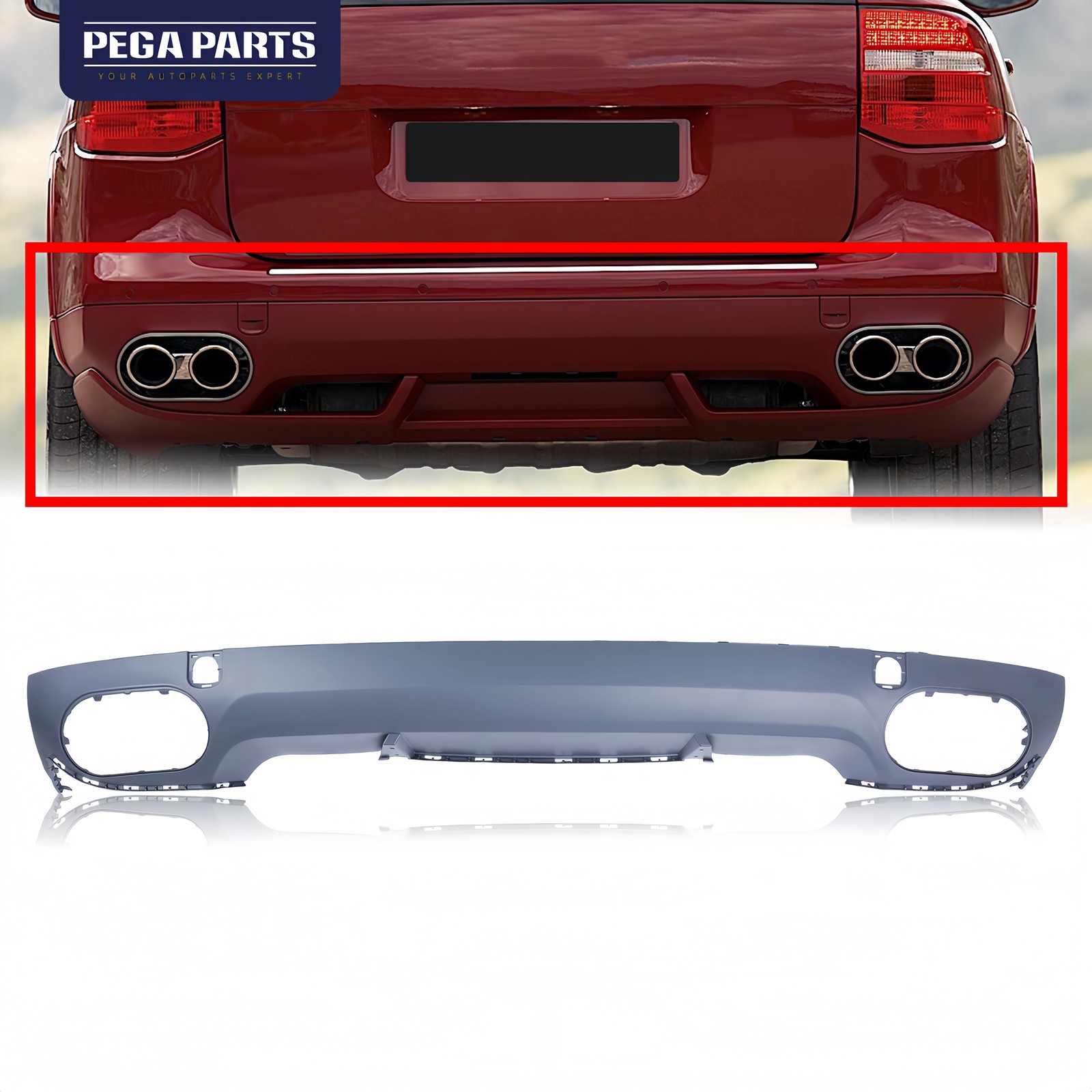 Rear Lower Bumper Lip Diffuser Valance Spoiler Primed For 2008-2010 Cayenne 957