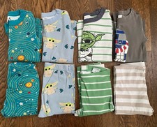 Hanna Andersson Pajamas Lot Of 4 Star Wars Space Yoda Mandalorian 6-7- AS IS 