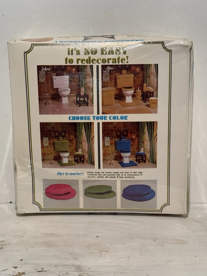 Vintage Penneys Green Shag Toilet Cover 2-Piece Seat Lid NOS 1960s Fashion Manor - Image 3 of 4