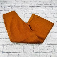 Faithfull The Brand Carmen Pants Plain Terracotta Wide Leg Linen Orange US 2 XS
