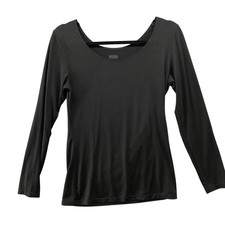 Uniqlo Heattech Long Sleeve T Shirt Womens M Black Scoop Neck Base Layer Thermal
