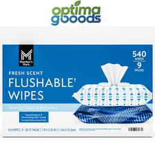 Member's Mark Flushable Wipes Fresh Scent 540 ct Moist Toilet Tissue.