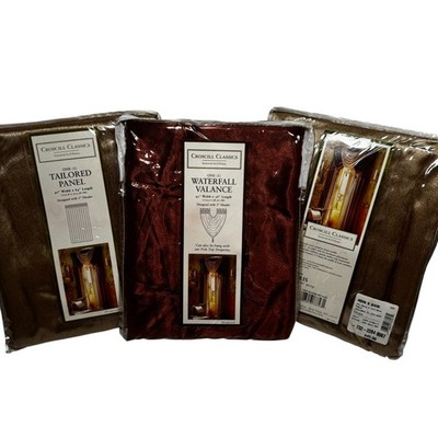 3 CROSCILL CLASSICS Paris Waterfall Valance Tasseled Terra-Cota 45in W x 38  L