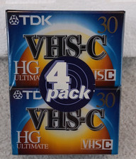 TDK VHS-C HG Ultimate Camcorder Videocassettes 4-Pack TC-30HGL4 NEW SEALED