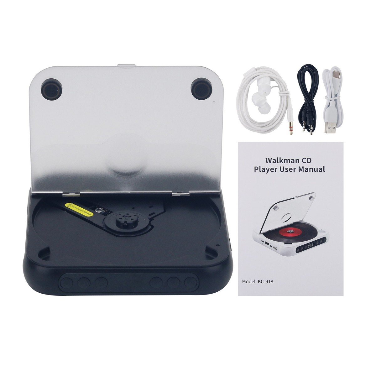 KC-918 CD Player Mini Disc Player for CD/CD-R/CD-RW/MP3 Bluetooth