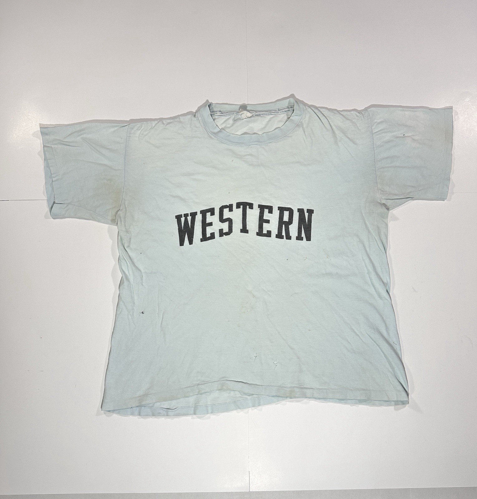 Vintage 70s Western Michigan University Spellout T-shirt WMU Broncos Distressed