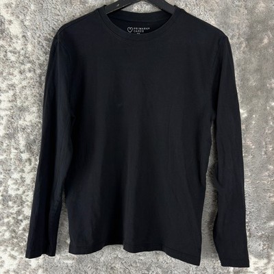 Primarks Cares Size XS Crew Neck Minimalist Casual Top Black Long Sleeve
