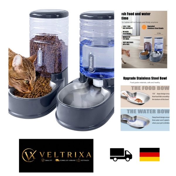 Automatischer Futterspender 3,8 L Reisefutterspender Wasserspender Hunde-image
