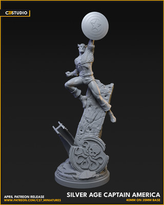 C27 - Silver Age Captain America Fan Sculpt (40mm Marvel Crisis Protocol Scale)
