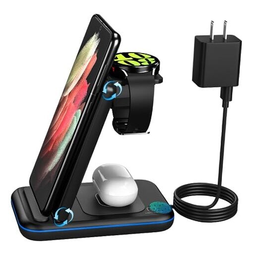 Foldable 3-in-1 Fast Wireless Charger for Samsung & Android Phones-image