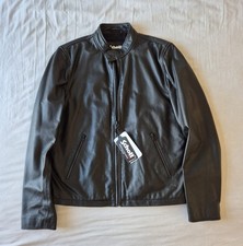 Schott NYC Men's Black Leather Biker Jacket, Size Medium