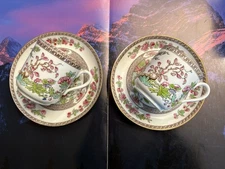 Antique Copeland Spode Indian Tree Hand Painted 2 Set Of Demitasse Cup & Saucer
