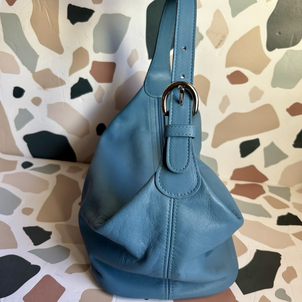 COACH 4145 Vintage One Shoulder Bag Blue Leather Hobo Y2K | eBay