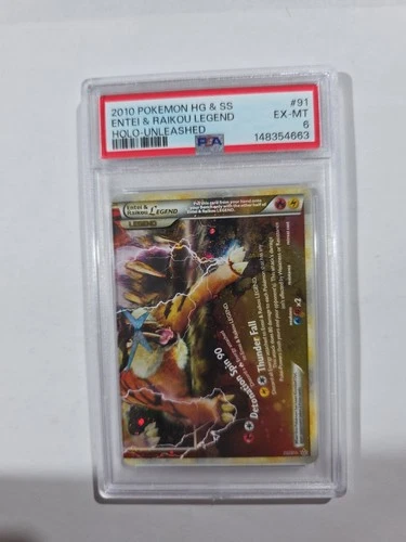 Pokemon Unleashed Holo Entei Raikou Legend #91 PSA 6