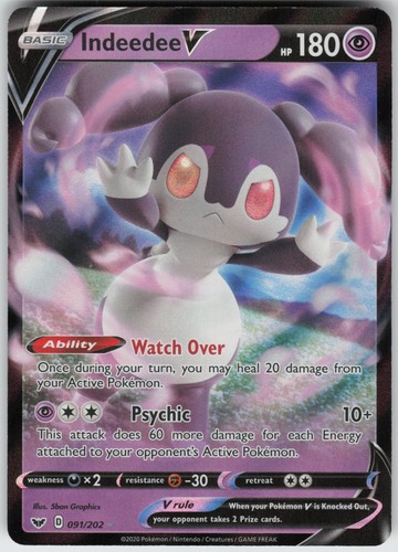UR - 02 Holo Indeedee V 091/202 Ultra Rare SWSH01: Sword & Shield Base Set