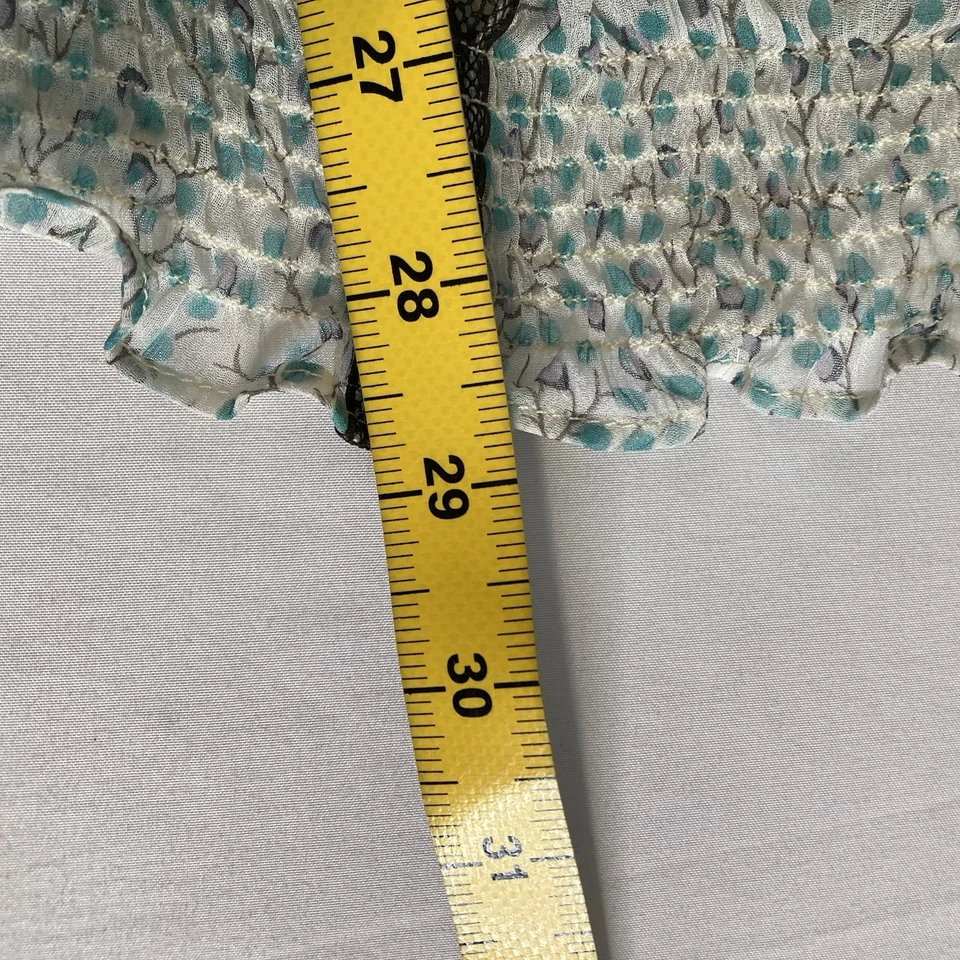 Blusa Campesina La Rok Verde Ditsy Floral Seda Transparente Talla S Fluida Boho Hada Foto 3 de 4