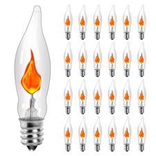 Hobbynors 25-Pack Flickering Flame Light Bulbs, E12 Candelabra Orange Glow