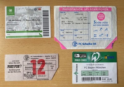 4 Alte Tickets DFB-Pokal Bayern München-Schalke 04,Werder Amateure,Wolfsburg