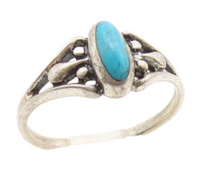 925 Sterling Silver Vintage Ring SILVER CLOUD Turquoise Band Sz 6.5 RG35120