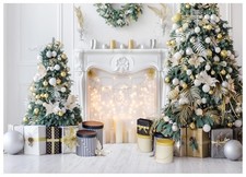 8x6FT Christmas Photo Backdrop White Party Background Photography 11973