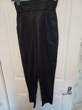Bnwt Ladies Pretty Little Thing Croc Print Peg Leg Trousers Black Size 8 Leg 27
