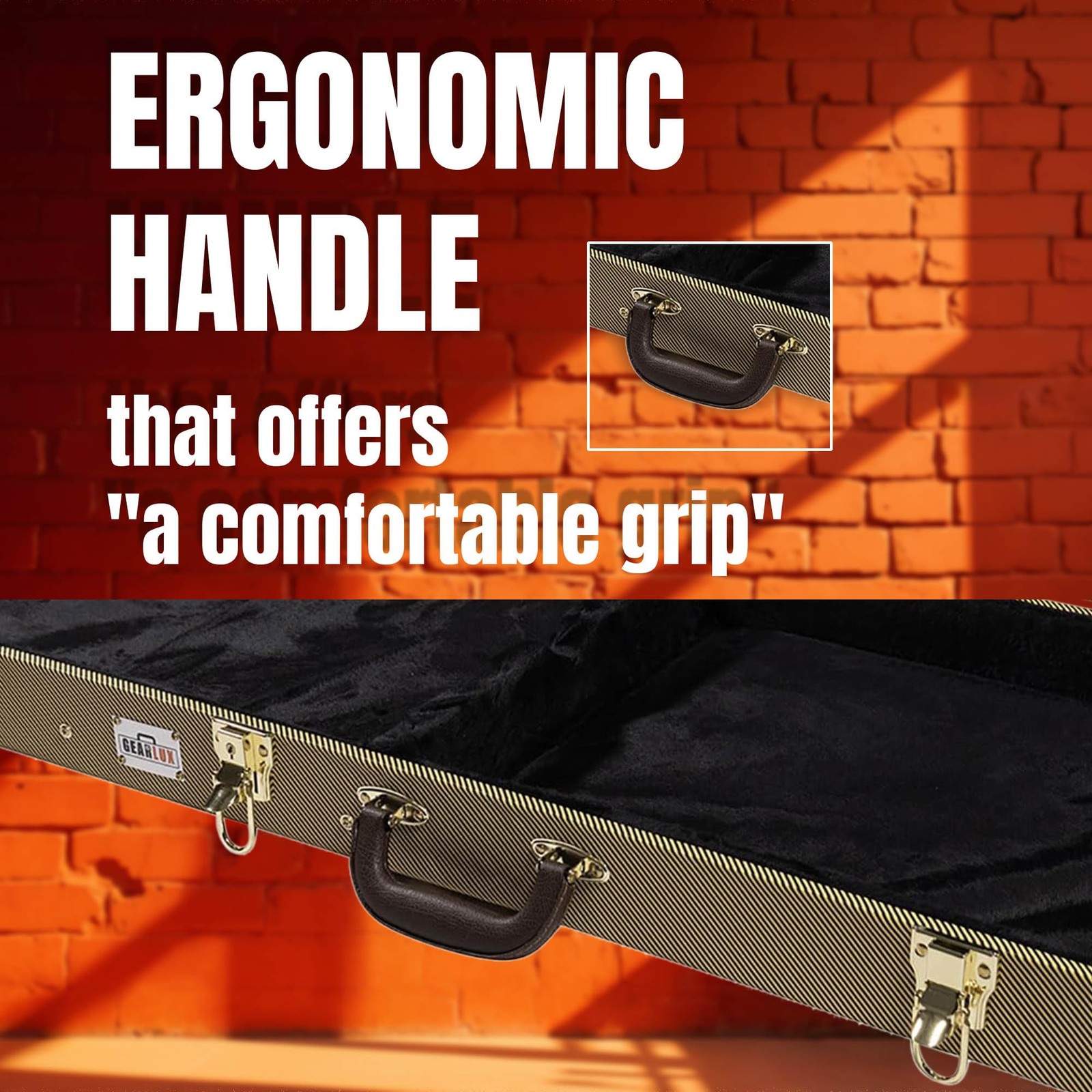 Gearlux Electric Guitar Hard Case for Fender Stratocaster/Telecaster and Stan...