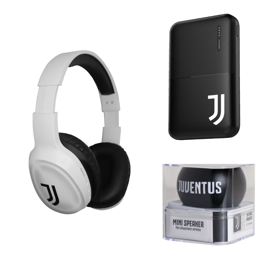 Stock 3 prodotti – Techmade Official Juventus cuffie, mini speaker e powerbank