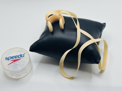 Vintage Good Condition Speedo Silicone Nose Clip with Strap & Case, Beige.