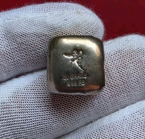 RARE Bel Air Mint Walking Liberty, 20 Gram .999 Fine Silver Hand Poured Cube Bar
