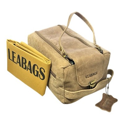 LEABAGS Palm Bay Kulturbeutel   Büffel-Leder Vintage Look, Farbe: Fallow