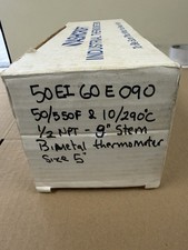 50 EI 60 E 090 50/550F  10/290C size 5"  1/2"npt 9"stem bimetal thermometer