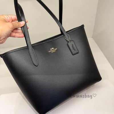 COACH‼️超美品(^^)BLACKレザーミディアム入学卒業OK‼️ Coach Medium City Tote Bag CDX83 pebbled leather/Gold/Black | eBay