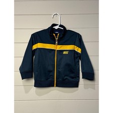 Kids Nike Track Jacket Navy Blue Yellow Logo Zip Up Size 18M Wore One