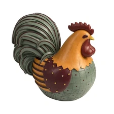 Chicken Statue, 8.3×7.8 Inch Resin Fall Harvest Rooster Figurine Table Top Ce...