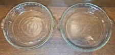 VTG QTY 2 PYREX Clear Glass 9.5" 24CM Pie Plate #229 Fluted Edge Deep Pie Dish