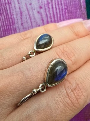  925 Sterlingsilber Schmuck OHRHÄNGER Edelstein Labradorit